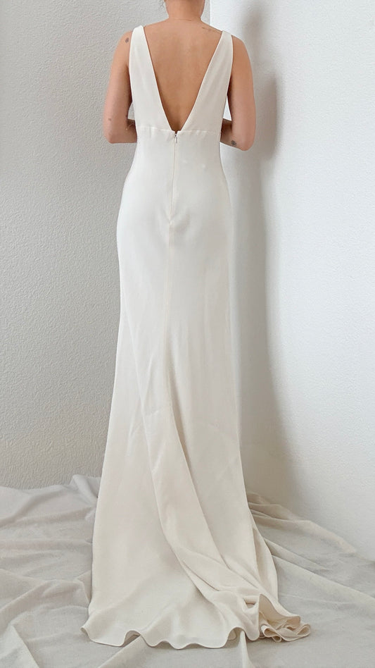 Ivory Silk Slip Gown with Train