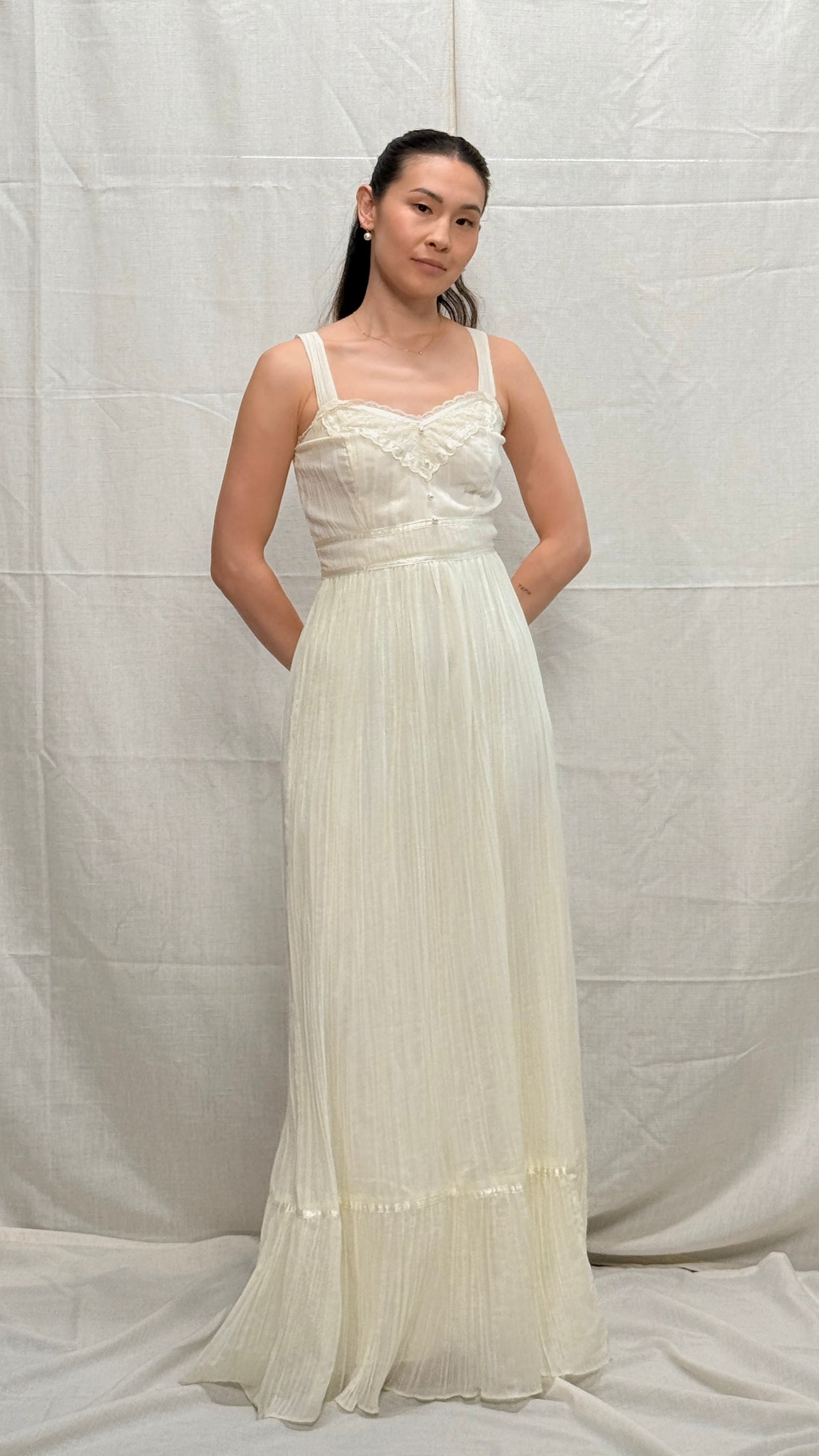 1970s Prairie Wedding Dress
