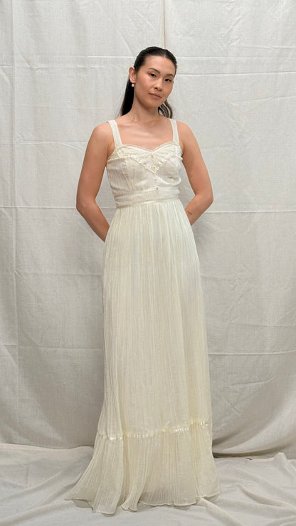 1970s Prairie Wedding Dress