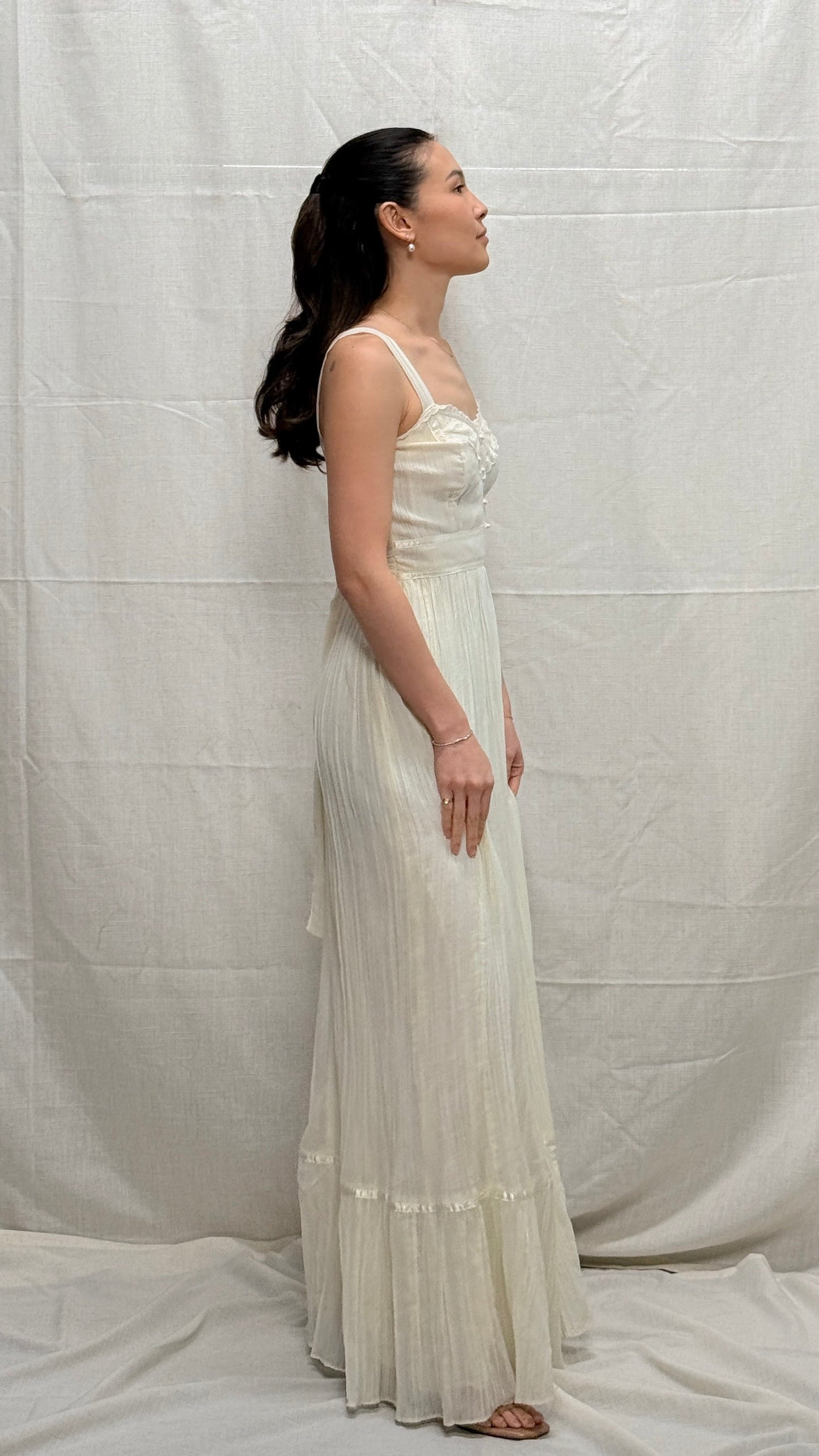 1970s Prairie Wedding Dress