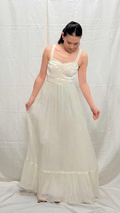1970s Prairie Wedding Dress