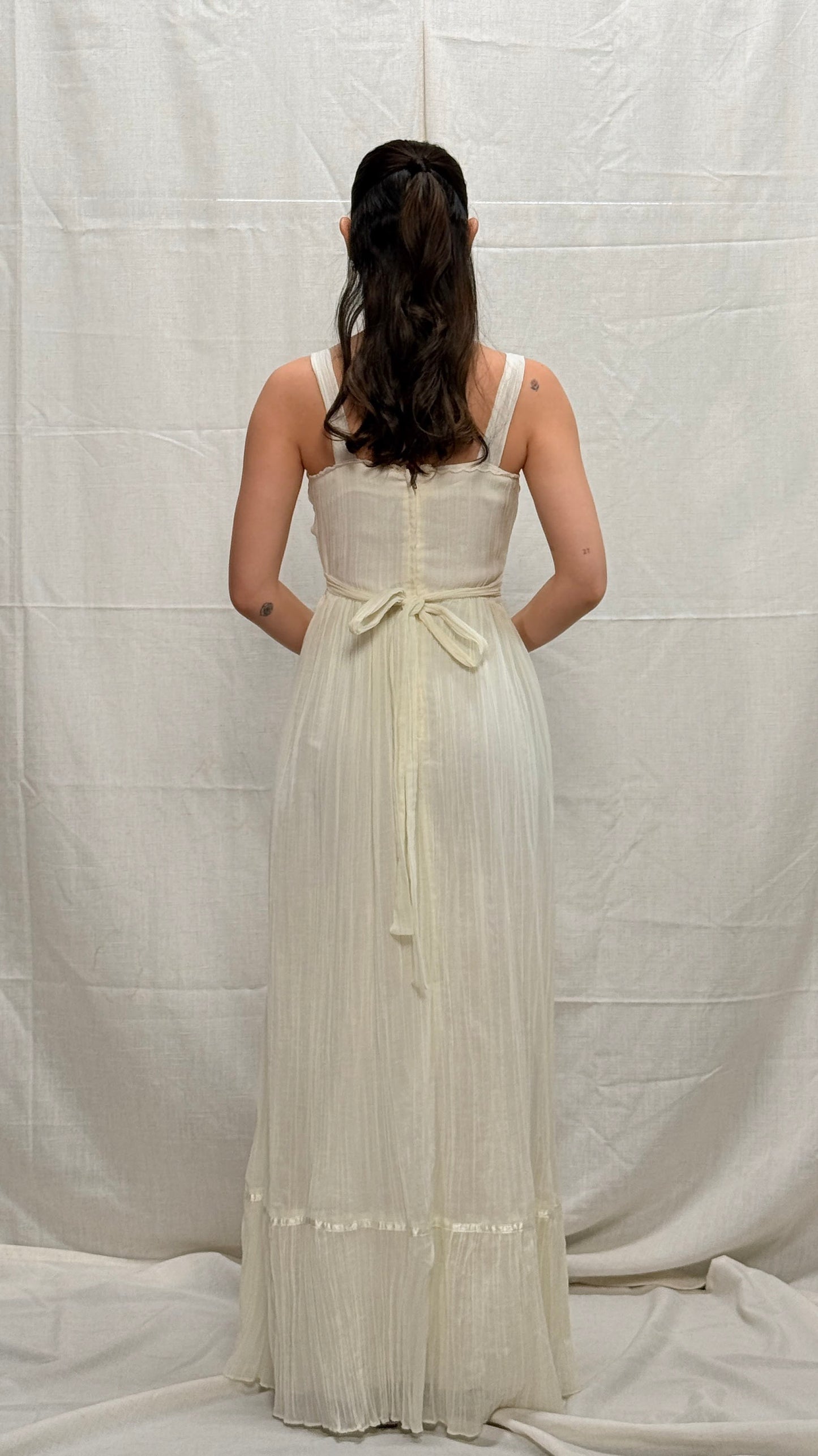 1970s Prairie Wedding Dress